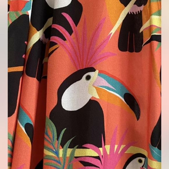 Anthropologie NWT Farm Rio Rainforest Wrap Blouse Toucans Tropical Birds Size S - Picture 4 of 16